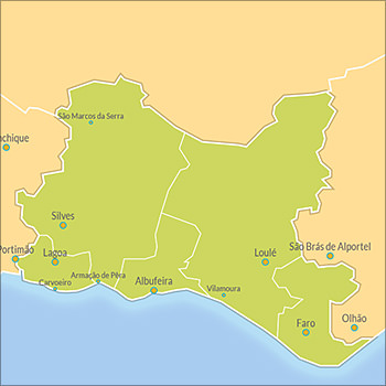 Central Algarve Beaches Map
